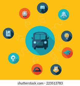 Flat concept, set modern design with shadow icons for web design and mobile applications, SEO. search Engine Optimization:  education icons
