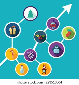 Flat concept, set modern design with shadow icons for web design and mobile applications, SEO. search Engine Optimization:  happy new year