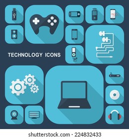 Flat concept, set modern design with shadow icons for web design and mobile applications, SEO. search Engine Optimization:  technology icons
