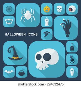 Flat concept, set modern design with shadow icons for web design and mobile applications, SEO. search Engine Optimization: halloween