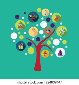 Flat concept, set modern design with shadow icons for web design and mobile applications, SEO. search Engine Optimization:  happy new year
