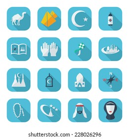 Flat concept, set modern design with shadow icons for web design and mobile applications, SEO. search Working Optimization:  Ramadan icons