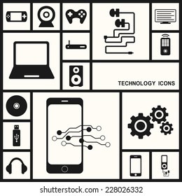 Flat concept, set modern design with shadow icons for web design and mobile applications, SEO. search Working Optimization:  technology icons