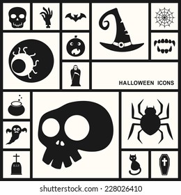 Flat concept, set modern design with shadow icons for web design and mobile applications, SEO. search Working Optimization:  halloween