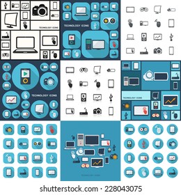 Flat concept, set modern design with shadow icons for web design and mobile applications, SEO. search Working Optimization:  technology