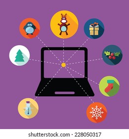 Flat concept, set modern design with shadow icons for web design and mobile applications, SEO. search Working Optimization:  happy new year