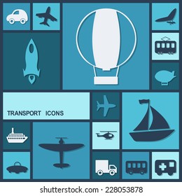 Flat concept, set modern design with shadow icons for web design and mobile applications, SEO. search Working Optimization:  transportation, vehicle