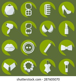 Flat concept, set modern design with fashion beauty