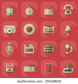 Flat concept, set modern design with shadow retro technology
