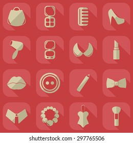Flat concept, set modern design with fashion beauty