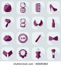 Flat concept, set modern design with fashion beauty