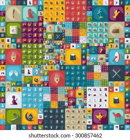 Flat concept, set modern design with shadow Arab icon