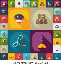 Flat concept, set modern design with shadow hookah