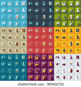 Flat concept, set modern design with shadow Arab icon