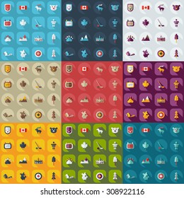 Flat concept, set modern design with shadow kanada