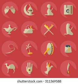 Flat concept, set modern design with shadow Arab icon