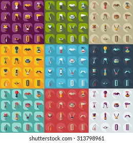 Flat concept, set modern design with shadow style