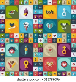 Flat concept, set modern design with shadow family