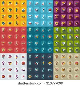 Flat concept, set modern design with shadow family