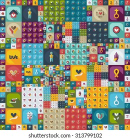 Flat concept, set modern design with shadow family