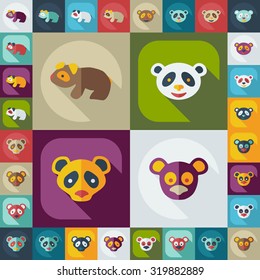 Flat concept, set modern design with shadow pandas