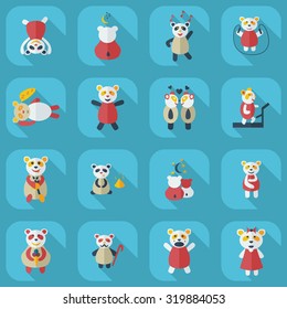 Flat concept, set modern design with shadow panda