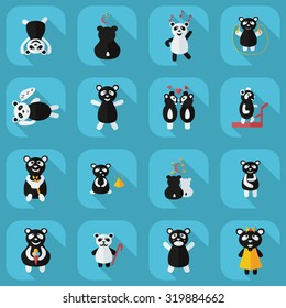 Flat concept, set modern design with shadow panda