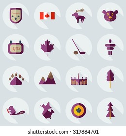 Flat concept, set modern design with shadow Canada