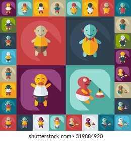 Flat concept, set modern design with shadow Babes