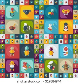 Flat concept, set modern design with shadow Babes
