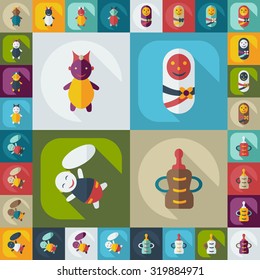Flat concept, set modern design with shadow Babes