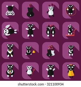Flat concept, set modern design with shadow panda