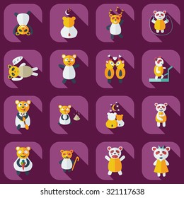 Flat concept, set modern design with shadow panda