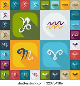 Flat concept, set modern design with shadow zodiac