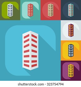 Flat concept, set modern design with shadow architecture