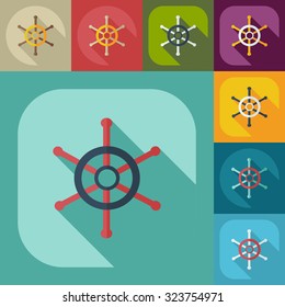 Flat concept, set modern design with shadow sailing