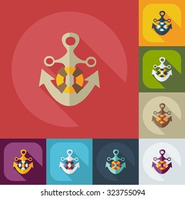 Flat concept, set modern design with shadow sailing