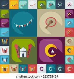 Flat concept, set modern design with shadow islam