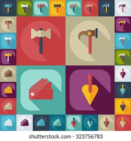 Flat concept, set modern design with shadow construction