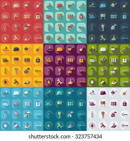 Flat concept, set modern design with shadow construction