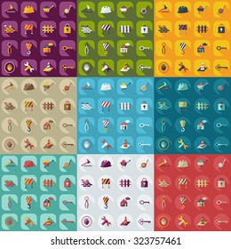 Flat concept, set modern design with shadow construction