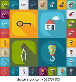 Flat concept, set modern design with shadow construction