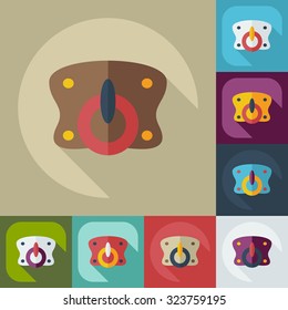 Flat concept, set modern design with shadow soother