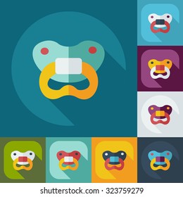 Flat concept, set modern design with shadow soother
