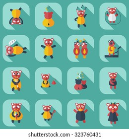 Flat concept, set modern design with shadow panda