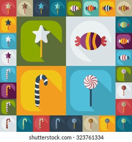 Flat concept, set modern design with shadow candy