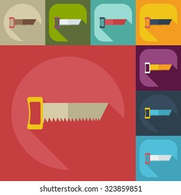 Flat concept, set modern design with shadow construction