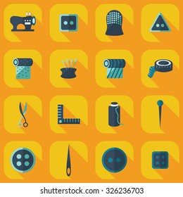 Flat concept, set modern design with shadow sewing