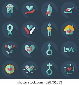 Flat concept, set modern design with shadow family