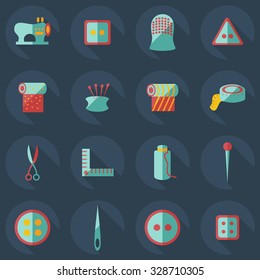 Flat concept, set modern design with shadow sewing